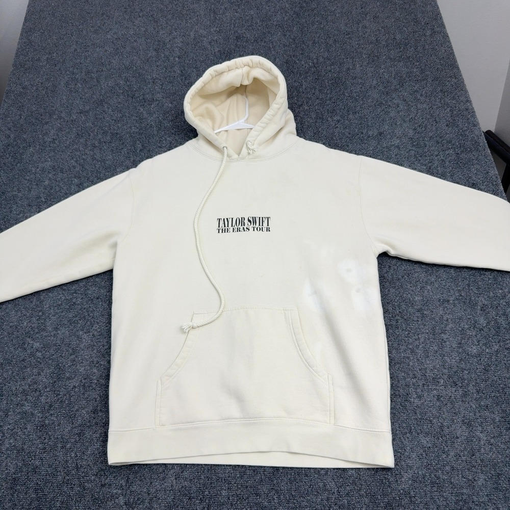 Taylor Swift The Eras Tour Hoodie L Cream Cotton Polyester Graphic Concert Merch